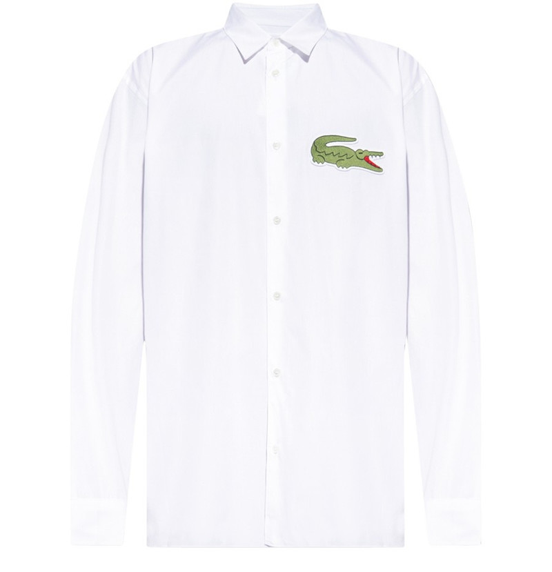 x Lacoste 로고 패치 코튼 셔츠 - 1