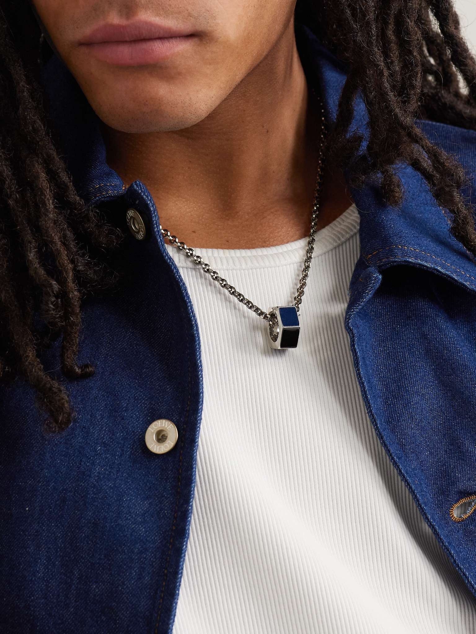 Platinum-Plated Silver Enamel Pendant Necklace - 2