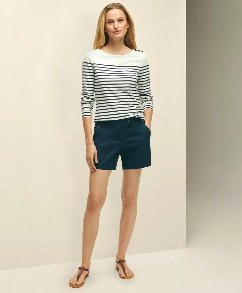 Stretch Cotton Twill Shorts - 1