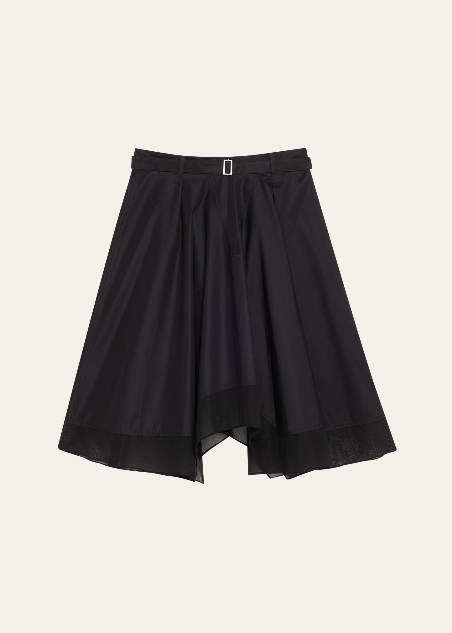 Flounce Chiffon-Hem Midi Skirt - 1