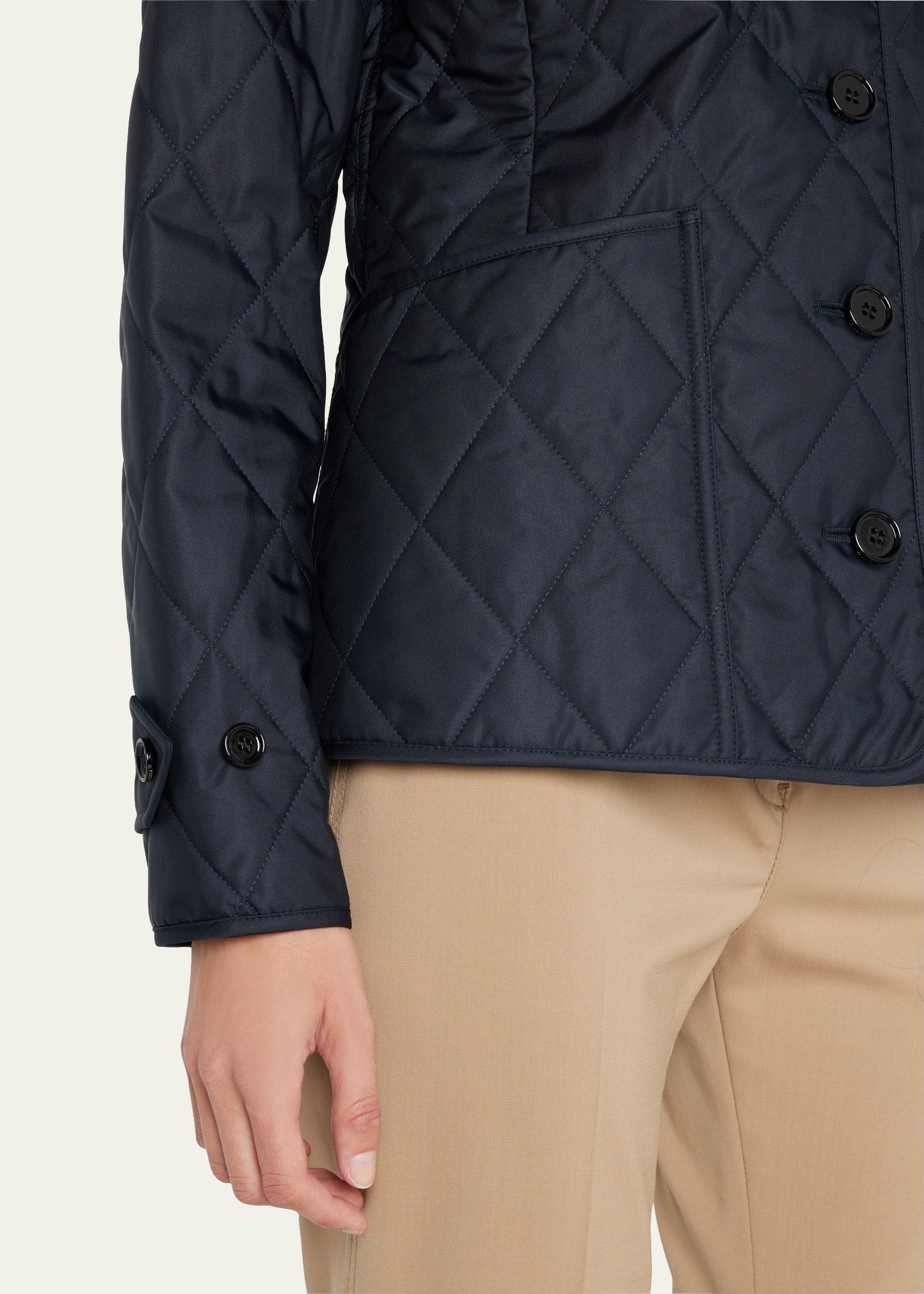 Collared Diamond Quilted Jacket - 5