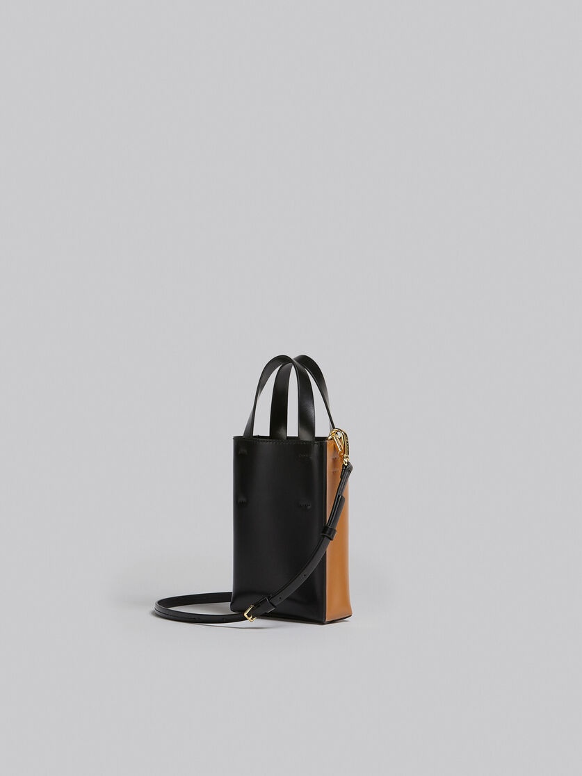 MUSEO NANO BAG IN BROWN AND BLACK LEATHER - 3