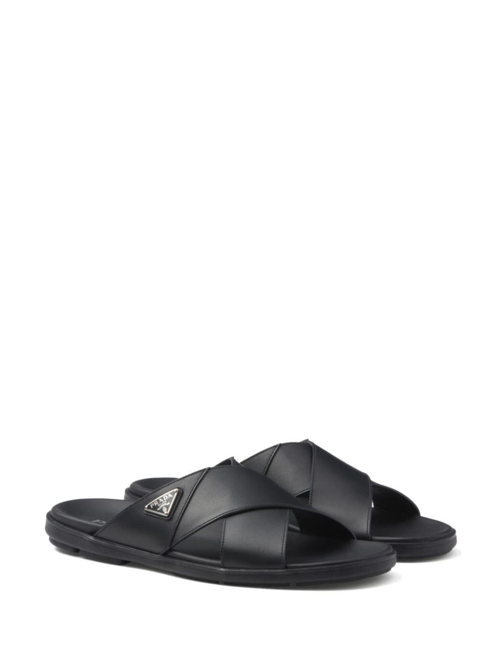 Leather crisscross slides - 2