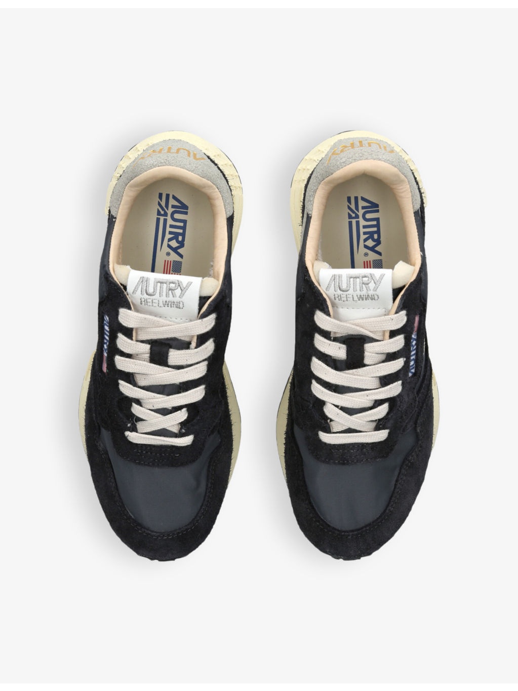 Reelwind brand-embroidered leather and nylon low-top trainers - 2