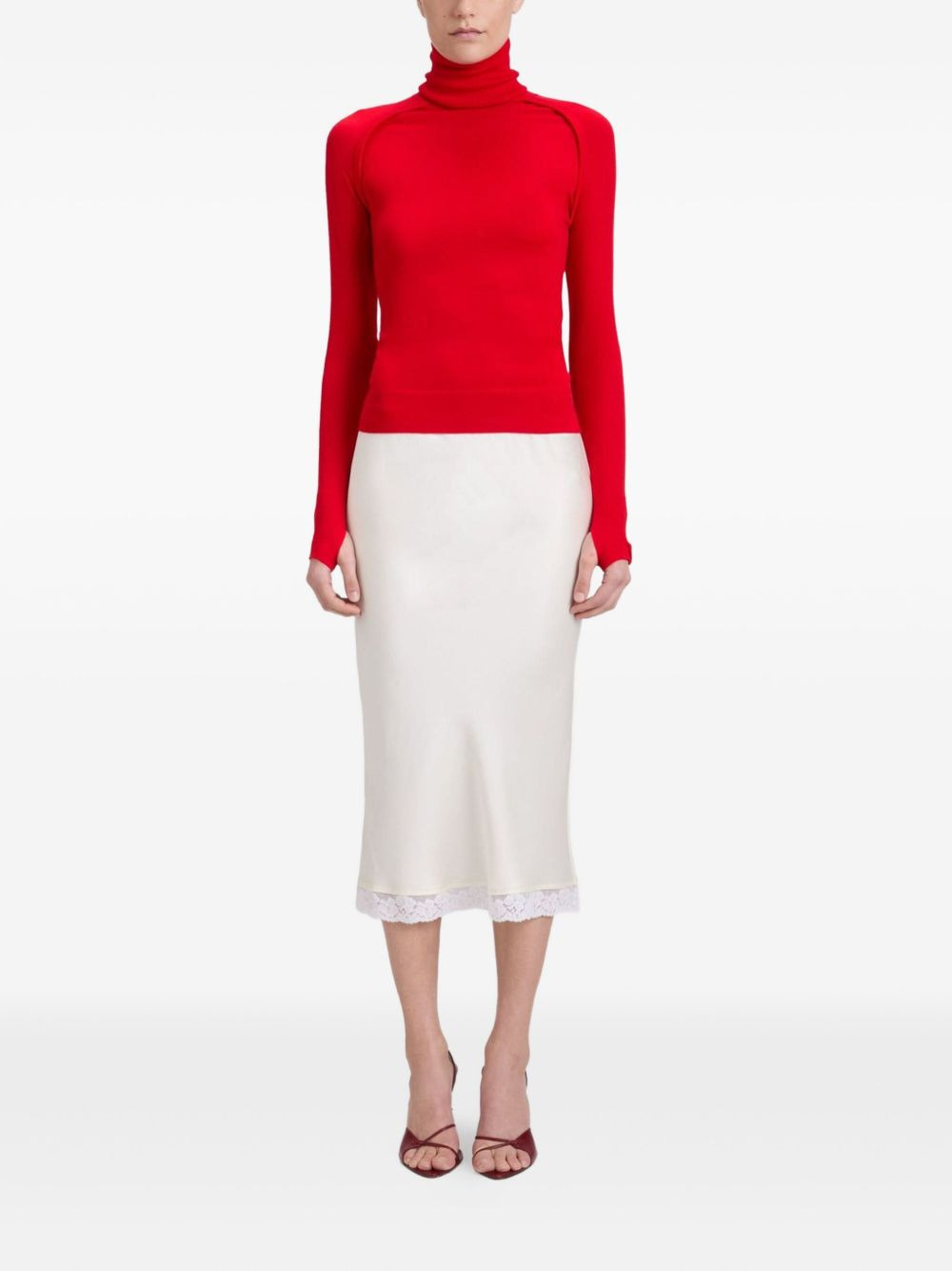 Lace Trim Slip midi skirt - 2