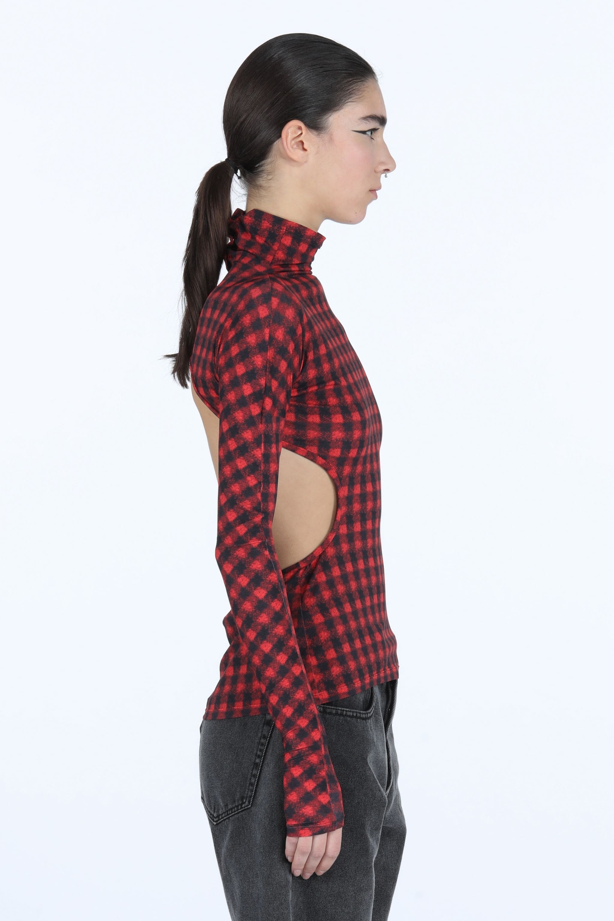 BACKLESS CHECKED TOP - 4