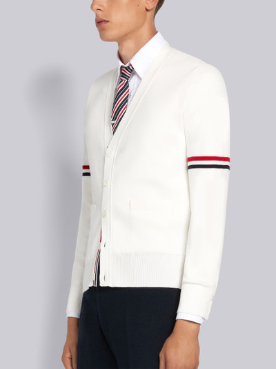 Thom Browne White Cotton Milano Stitch Stripe Armband V-Neck Cardigan outlook