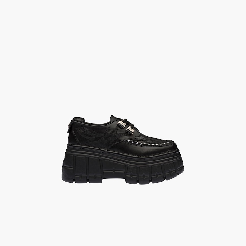 Embroidered leather lace-up shoes - 5