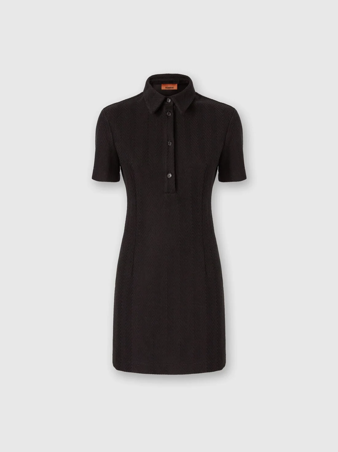 Polo Mini Dress with Zigzag Pattern - 1