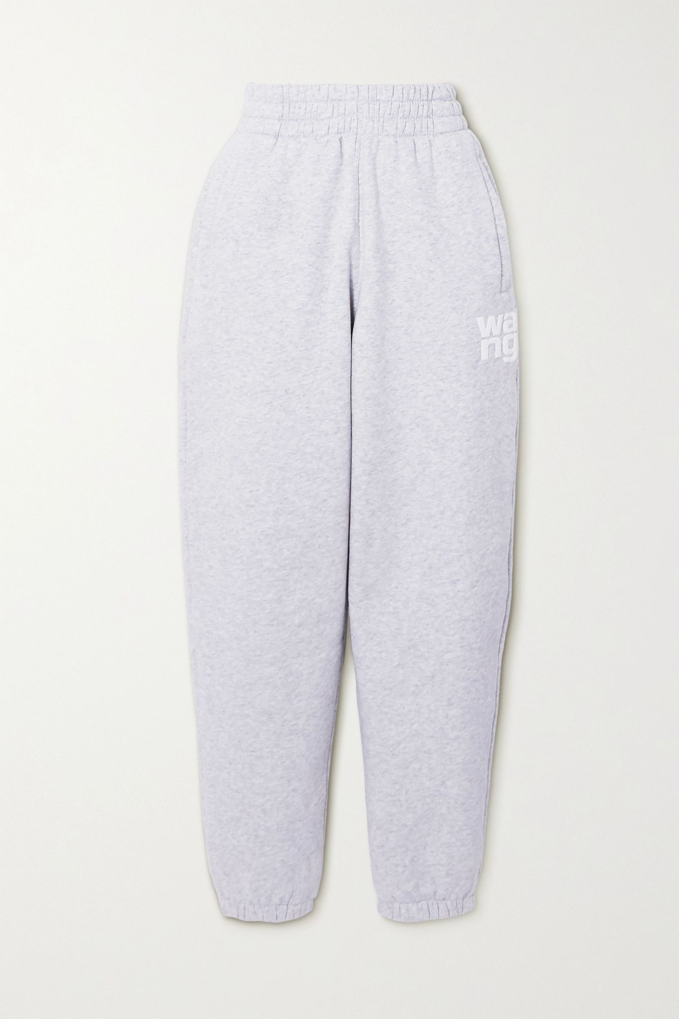 Printed mélange cotton-blend jersey track pants - 1