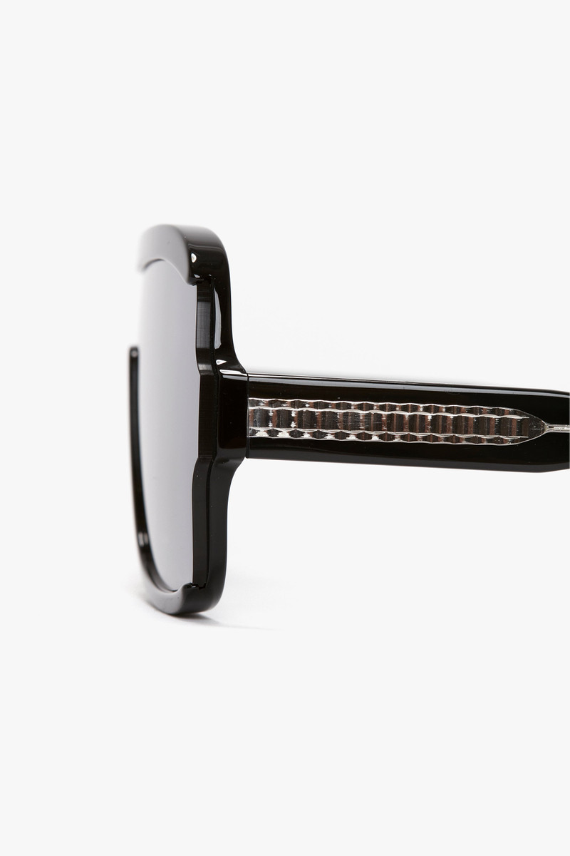 Layered Mask Sunglasses In Black-Silver-Mirror 5