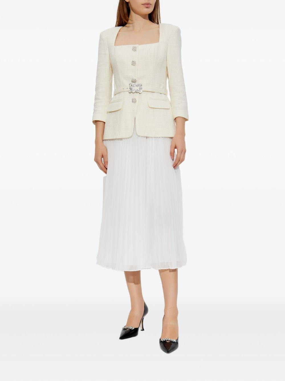 embellished pleated midi dress - 3
