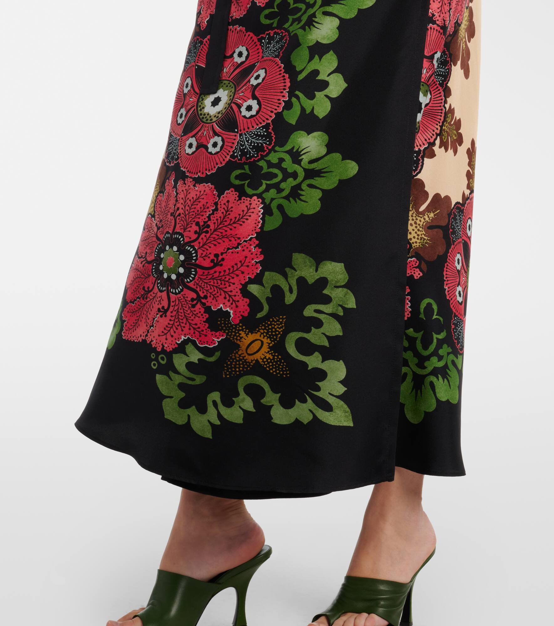 Sarong floral silk twill wrap skirt - 5
