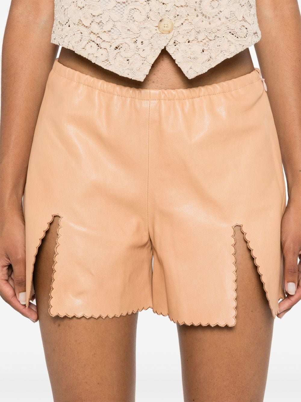 vented leather shorts - 5