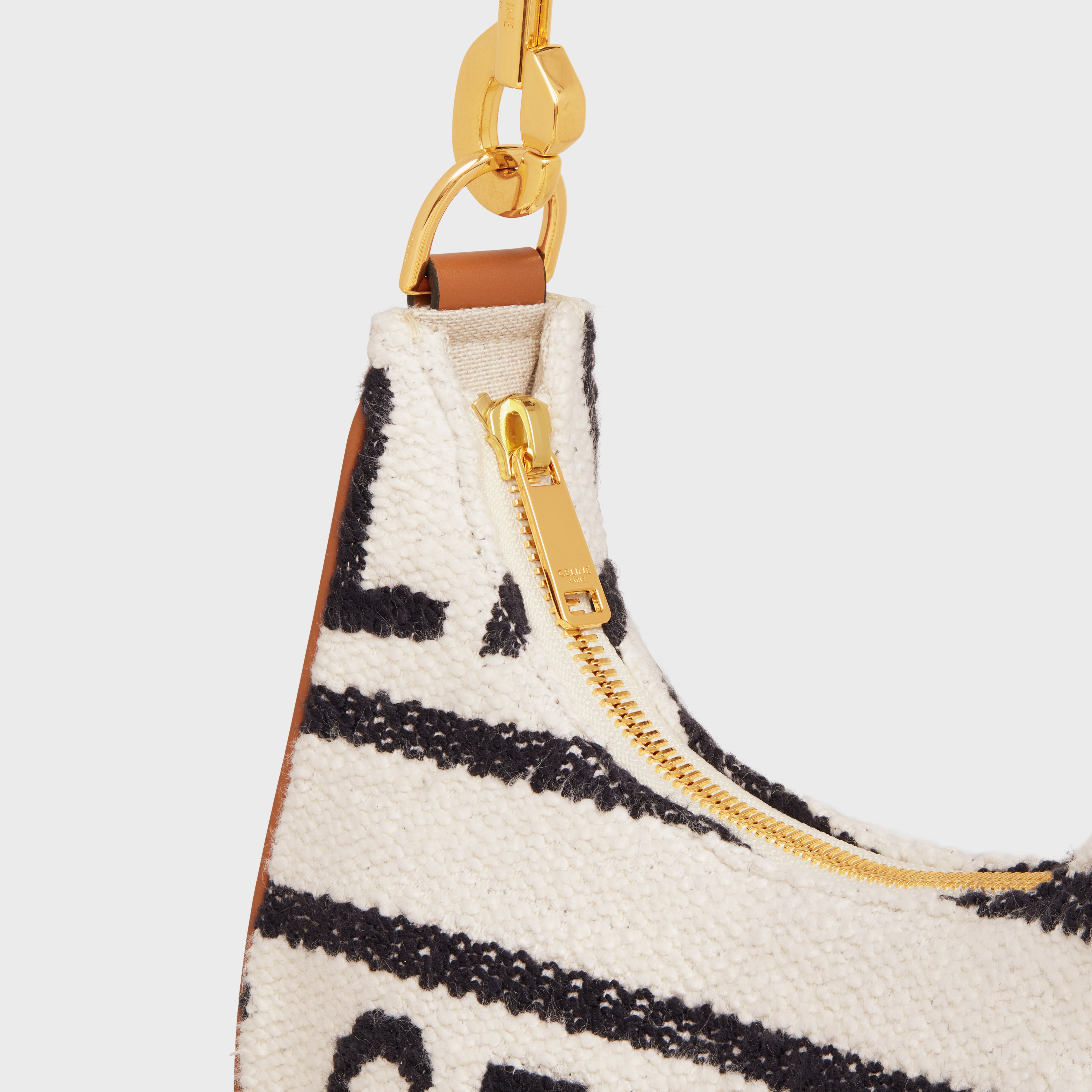 Medium Ava Strap Bag in Textile with Celine All-Over and Calfskin - 5