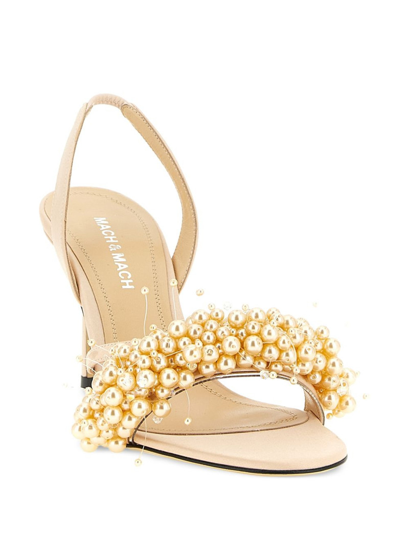 MACH & MACH pearl-band satin sandals outlook