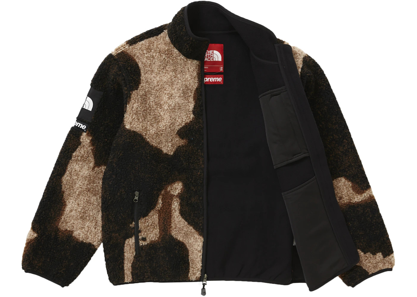 Supreme The North Face Bleached Denim Print Fleece Jacket Black - 3