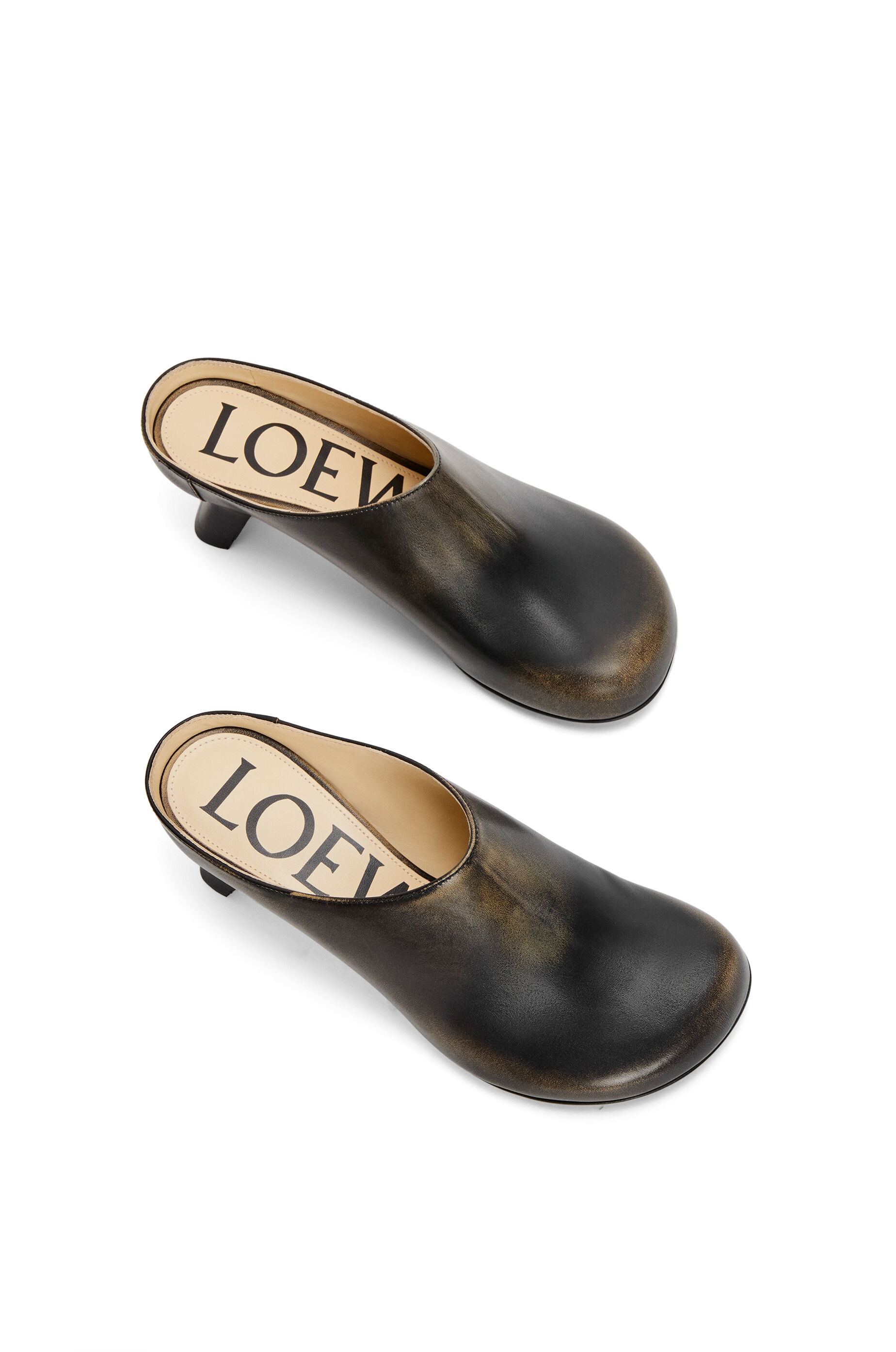 Kitten heel mule in bi-colour brushed-off calfskin - 4