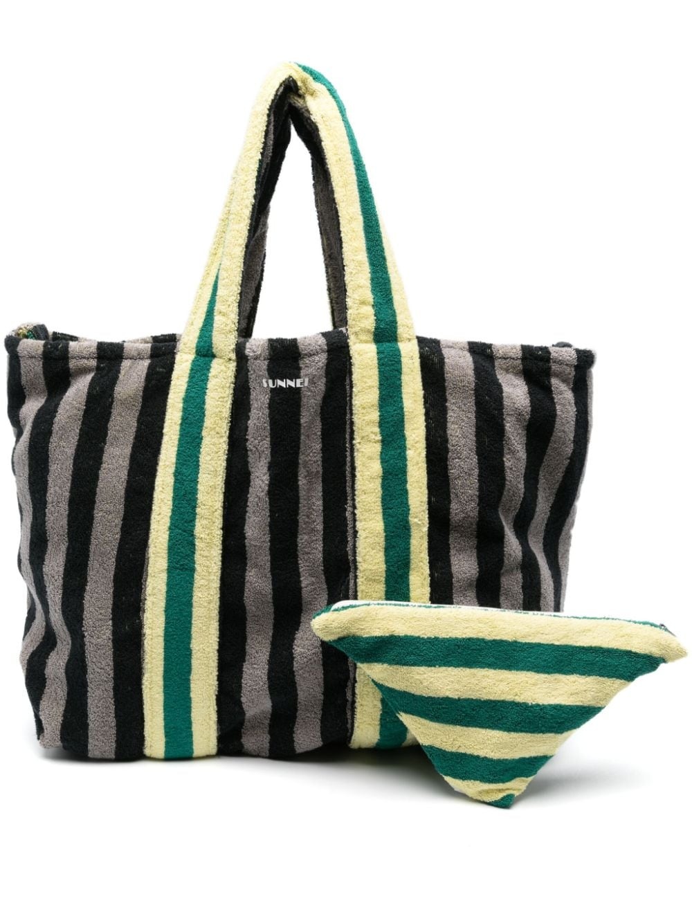 logo-print striped cotton tote bag - 1