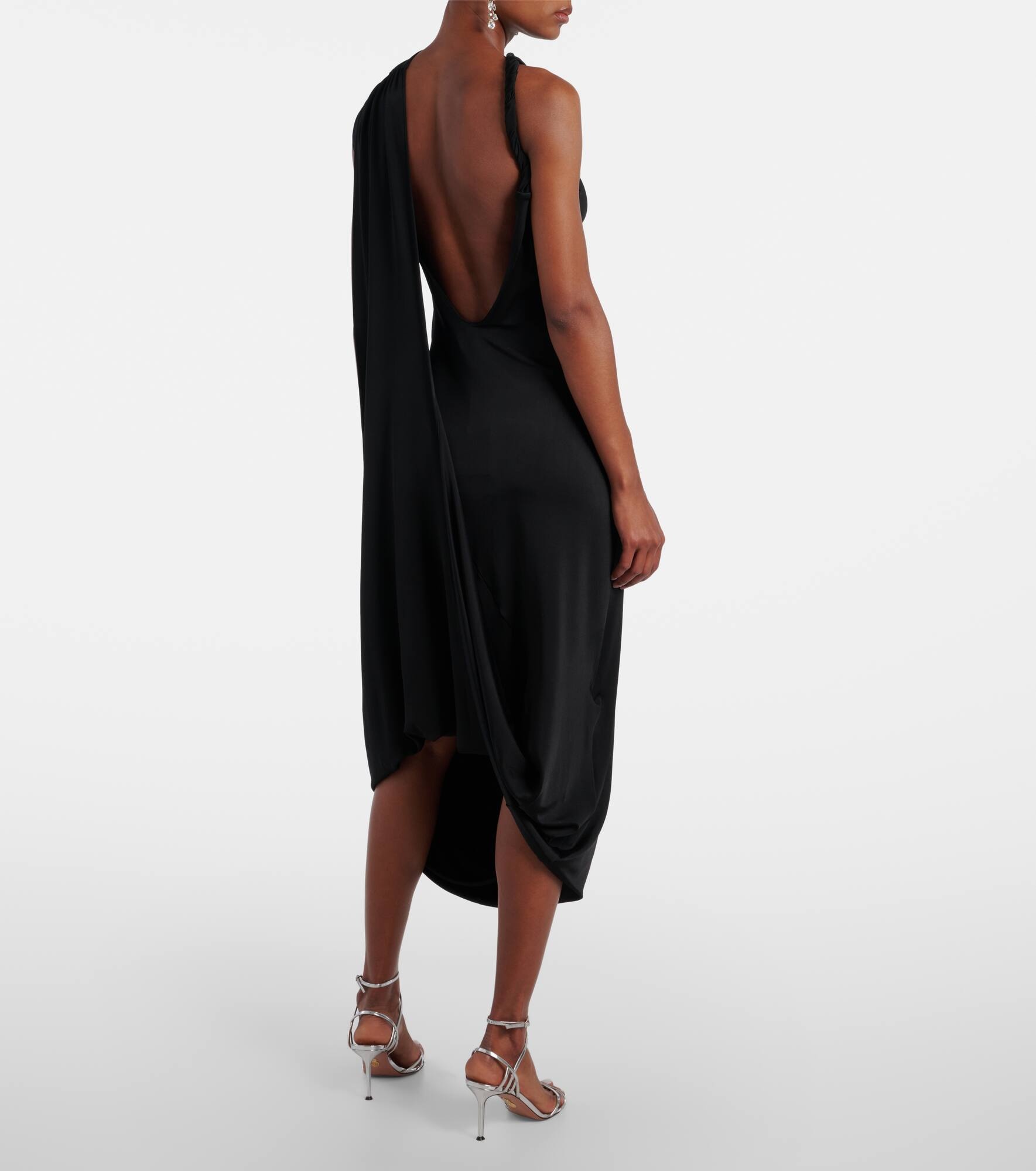 Draped embellished satin midi dress - 3