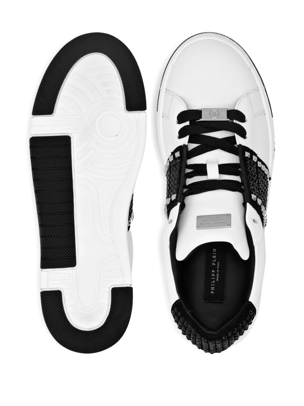 stud-embellished leather sneakers - 3