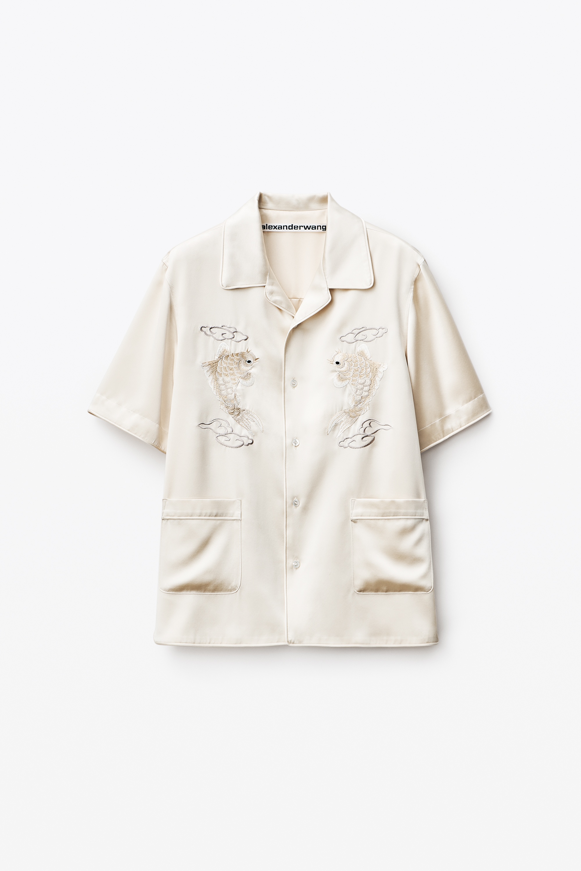 KOI EMBROIDERY SHIRT IN SILK CHARMEUSE - 1