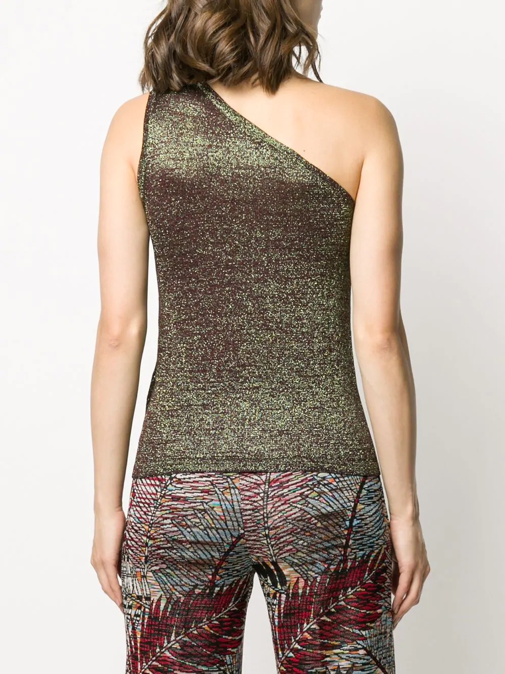 one-shoulder glitter effect top - 4