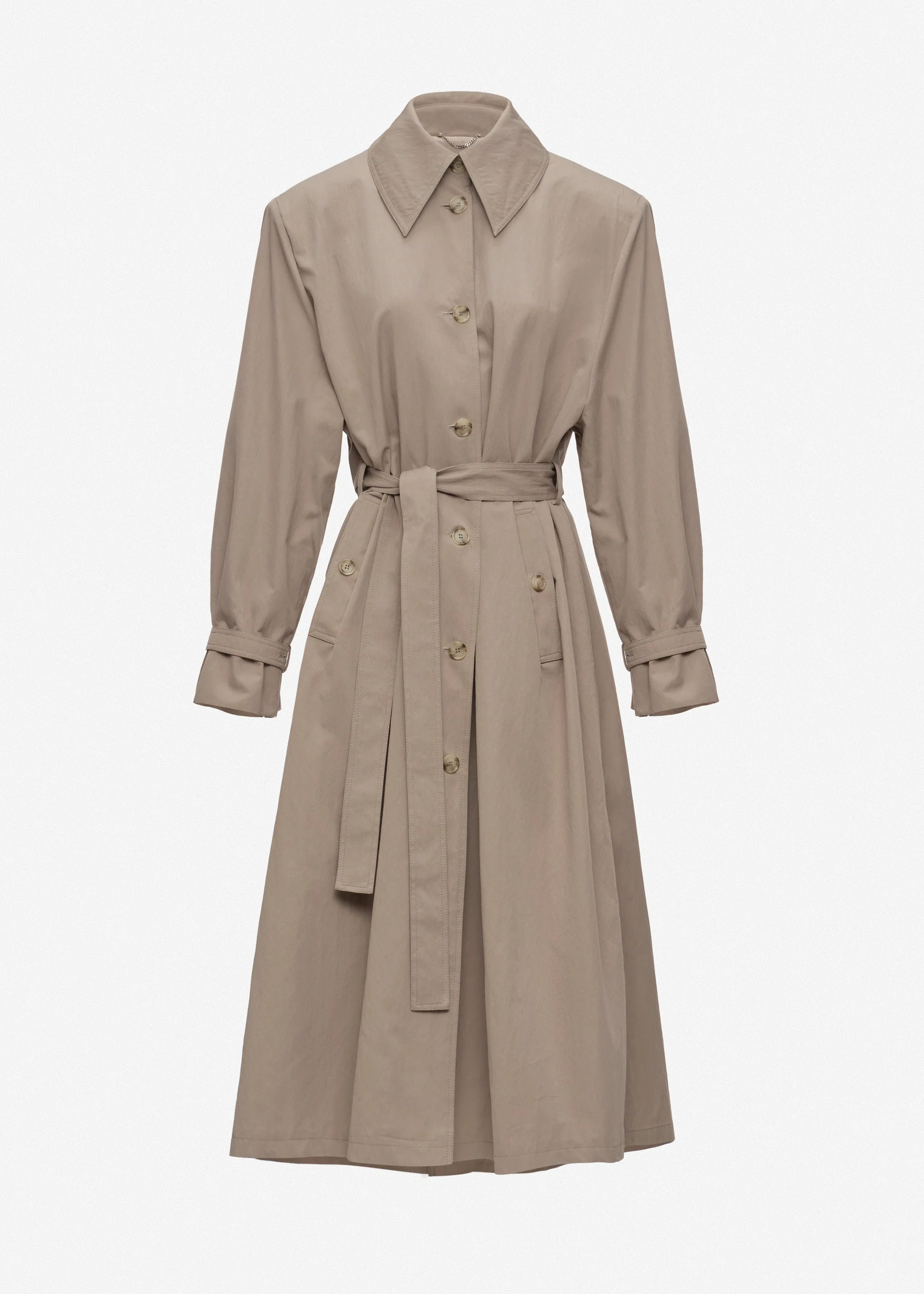 Trench coat with extended collar in grey - 1