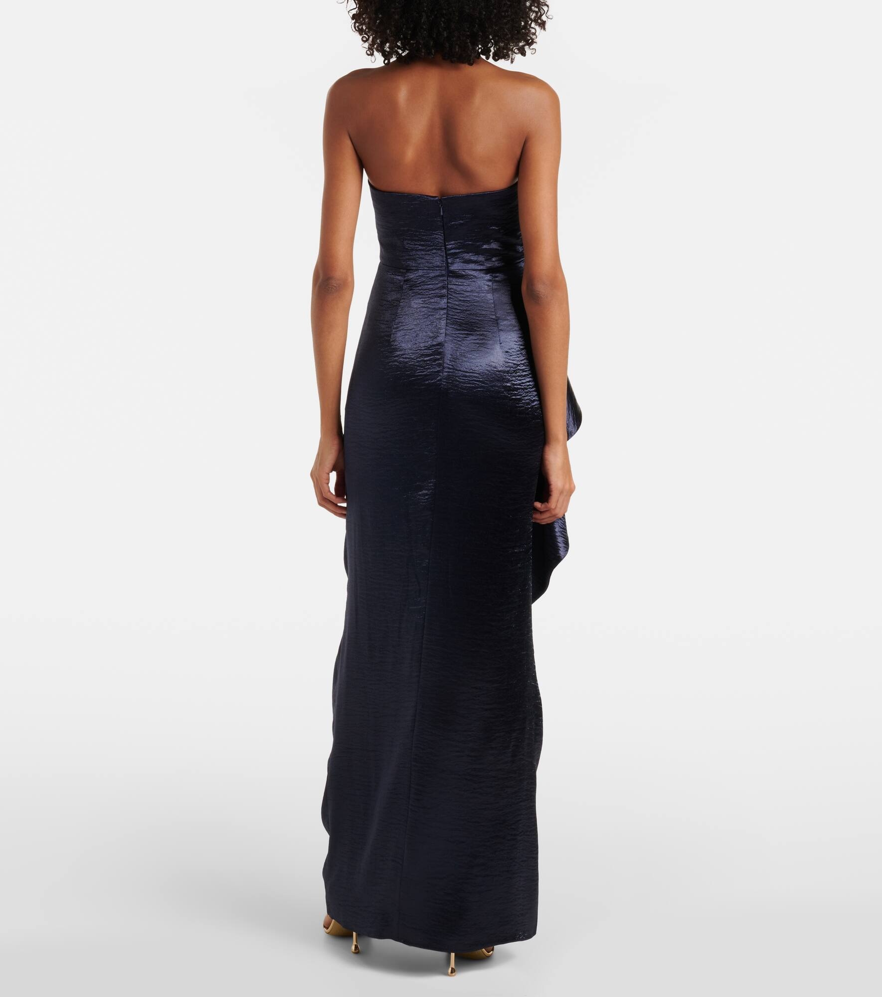Eymen draped crushed satin gown - 3