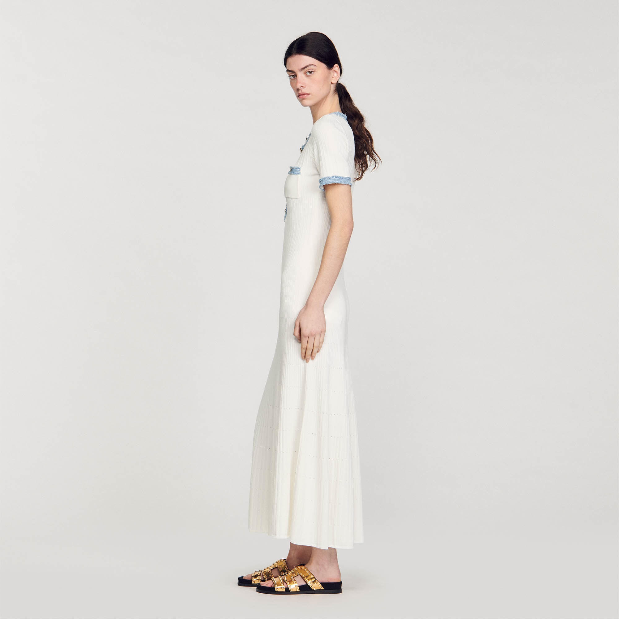KNIT AND DENIM MIDI DRESS - 7