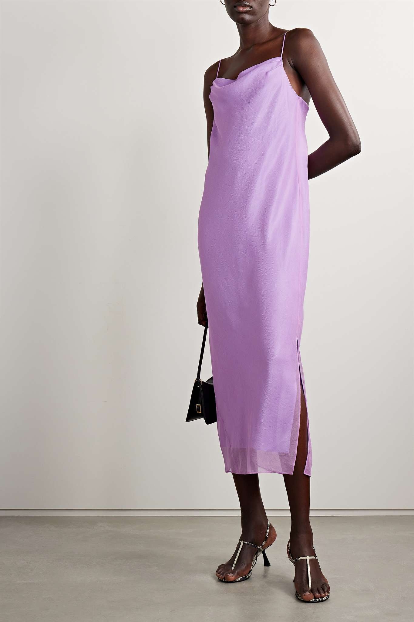 Draped silk-crepon midi dress - 2