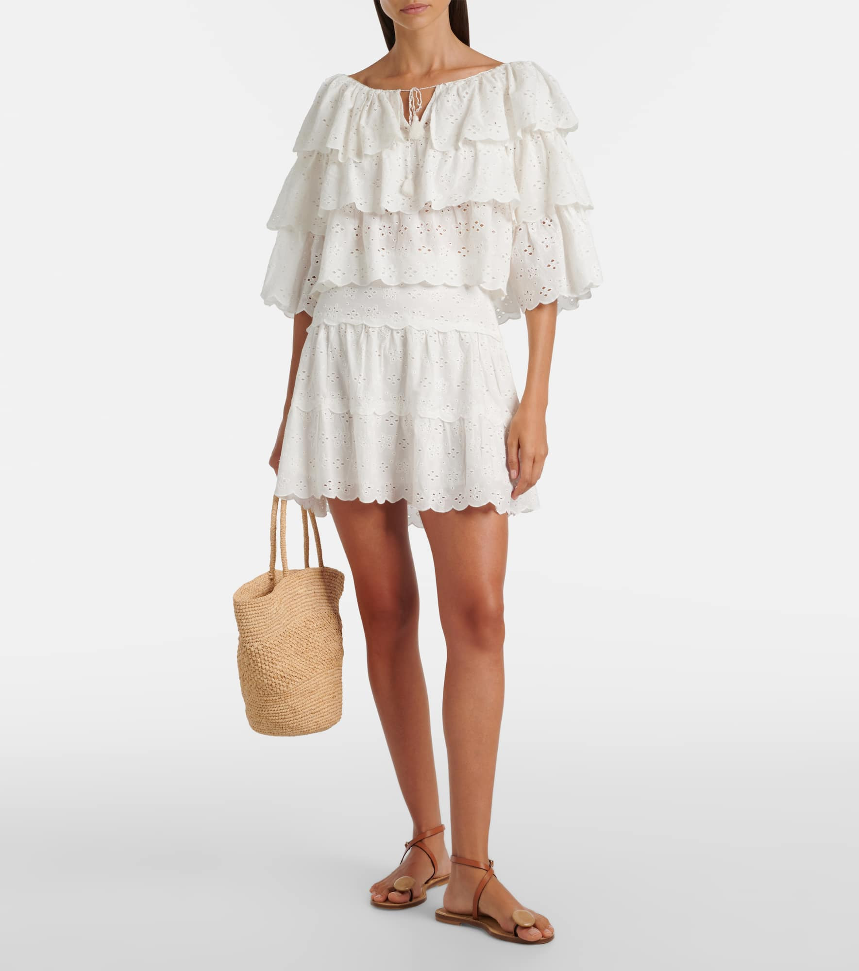 Broderie anglaise tiered cotton top - 2