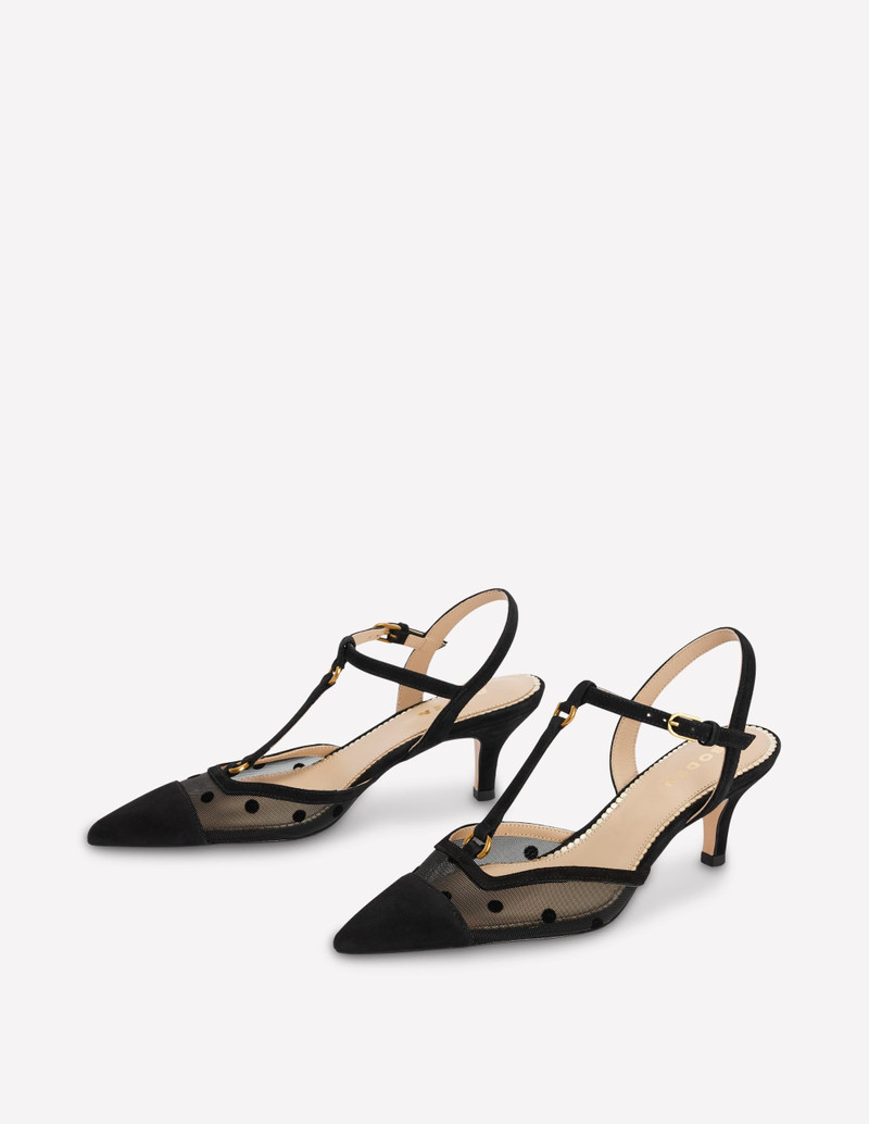 T-Bar Point Heels-Black Mesh 3
