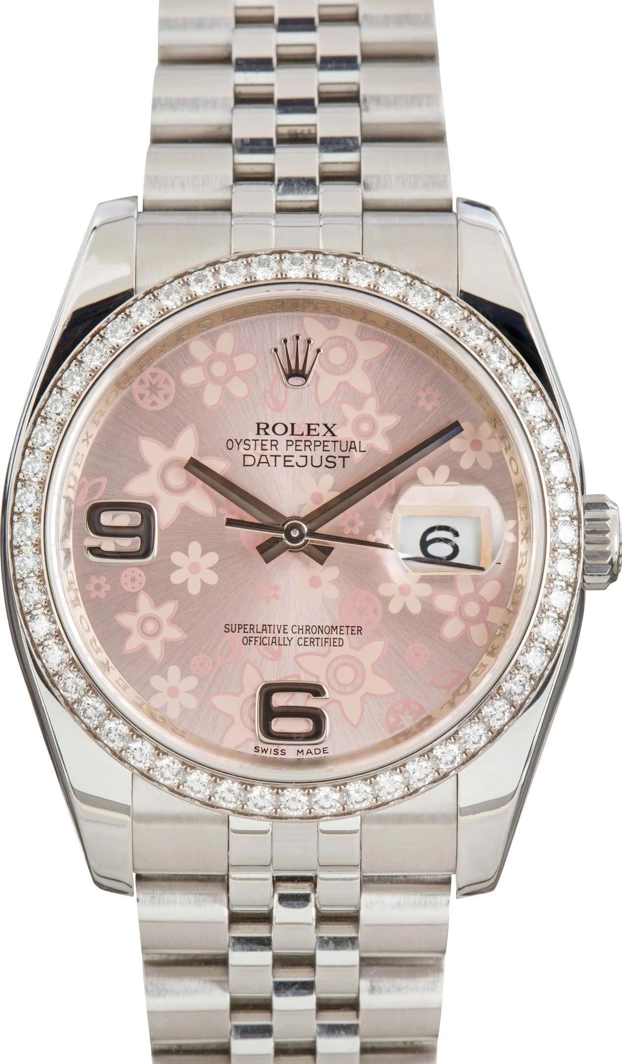 Pre-owned Rolex Datejust 116244 Pink Floral Dial - 1