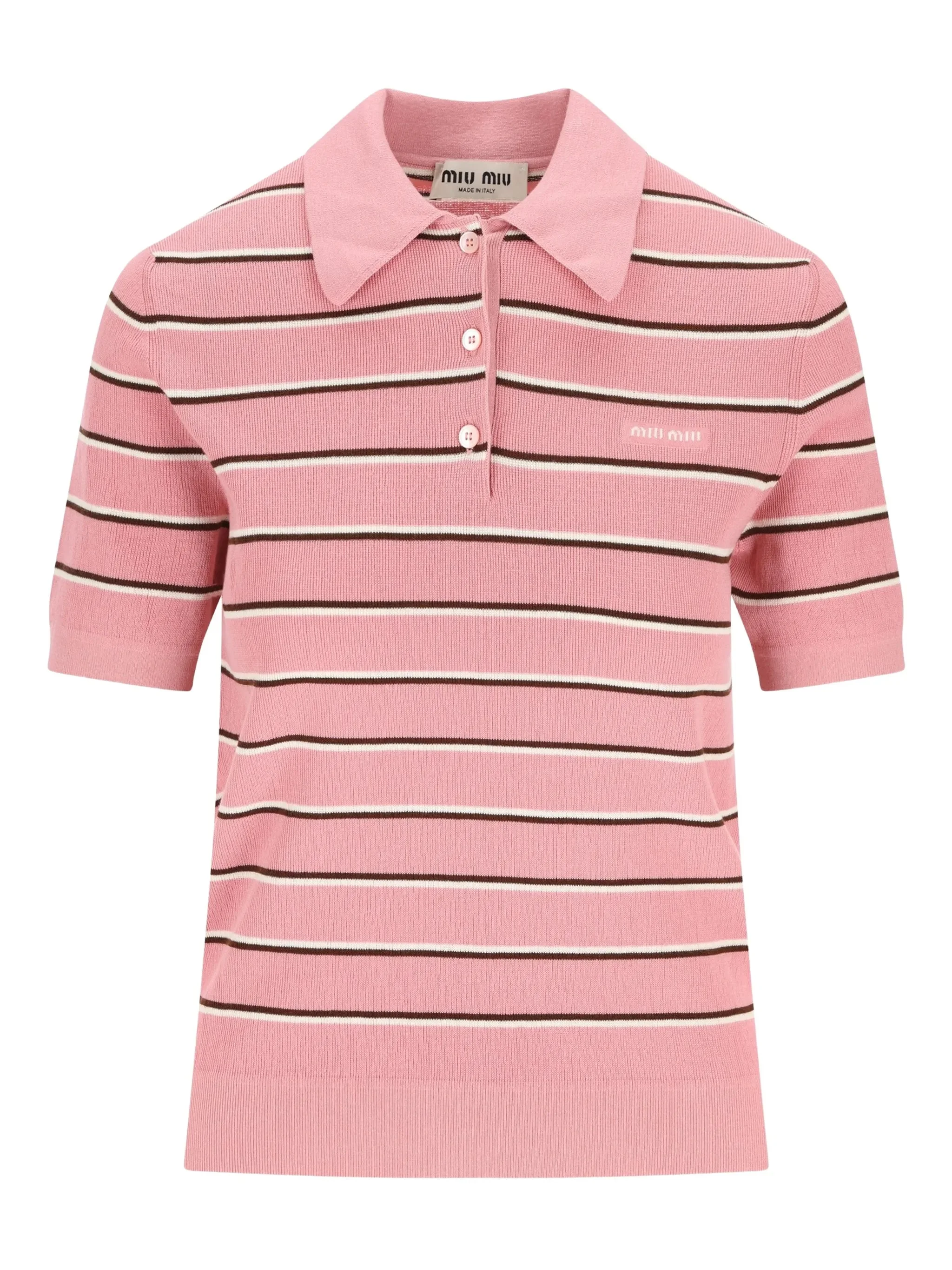 striped-pattern polo top - 1