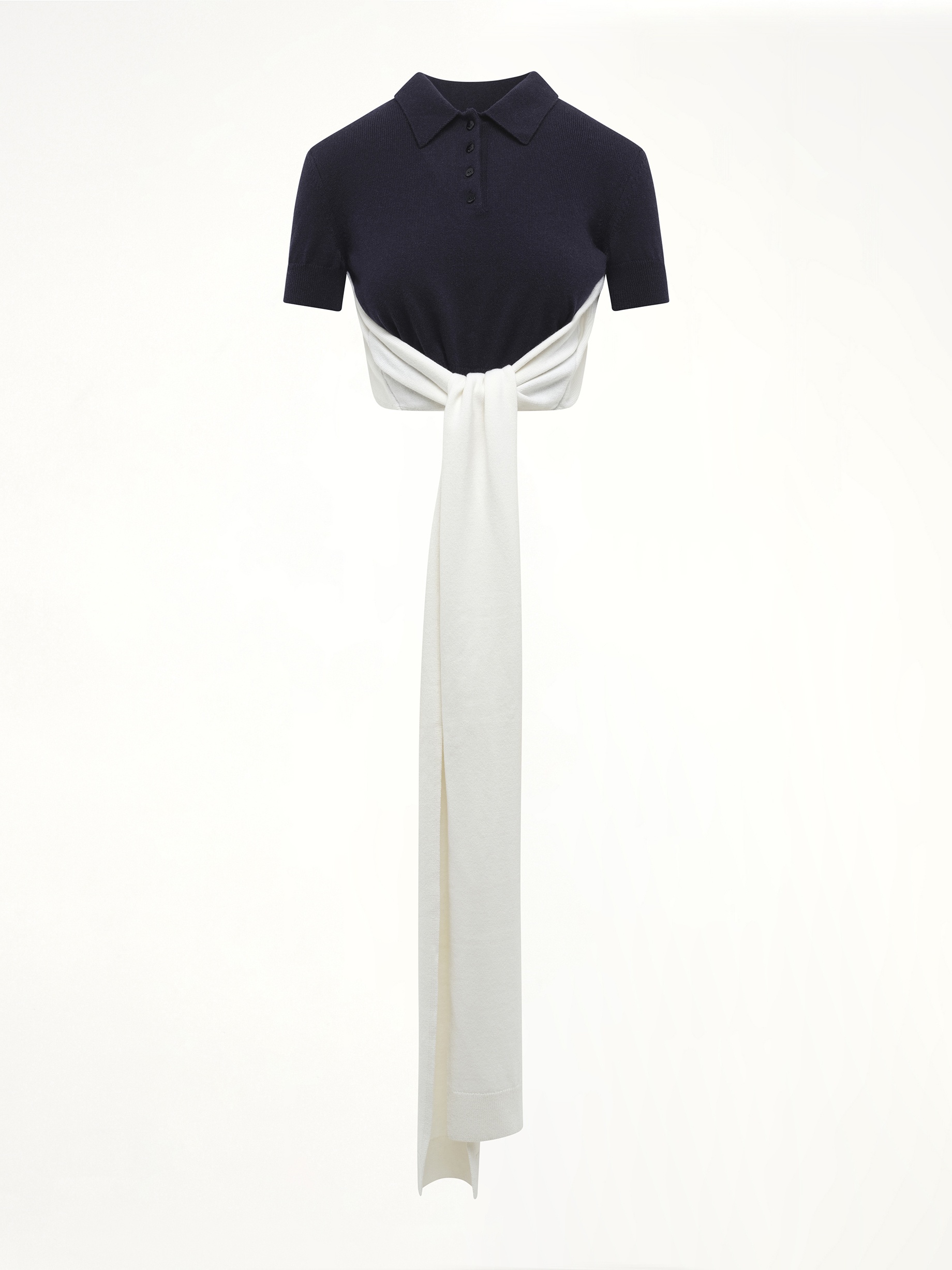 Polo Sweater in Navy/Ecru - 2