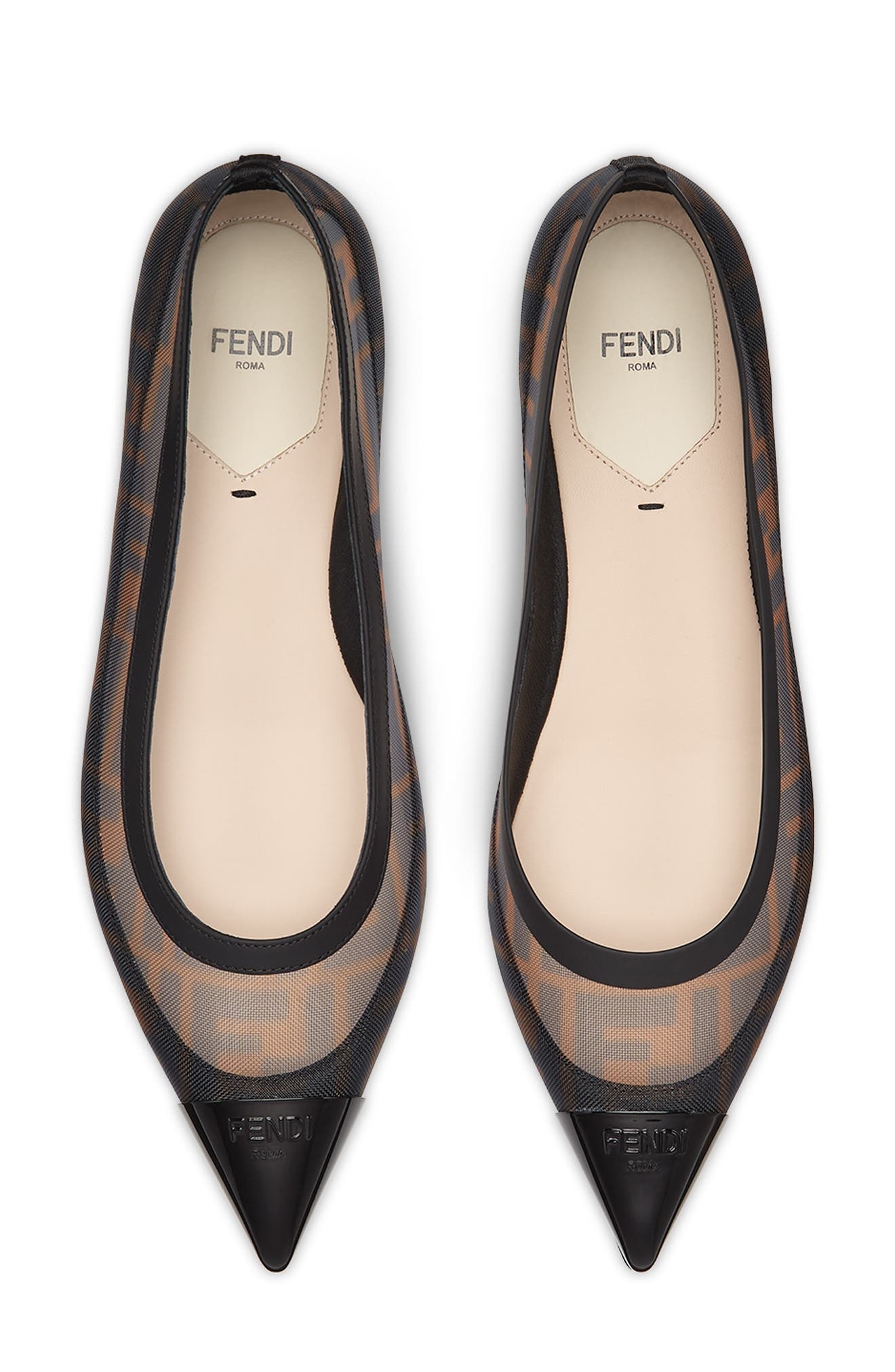 Fendi Colibri Pointed Toe Ballet Flat in Tabacco/Nero at Nordstrom - 3