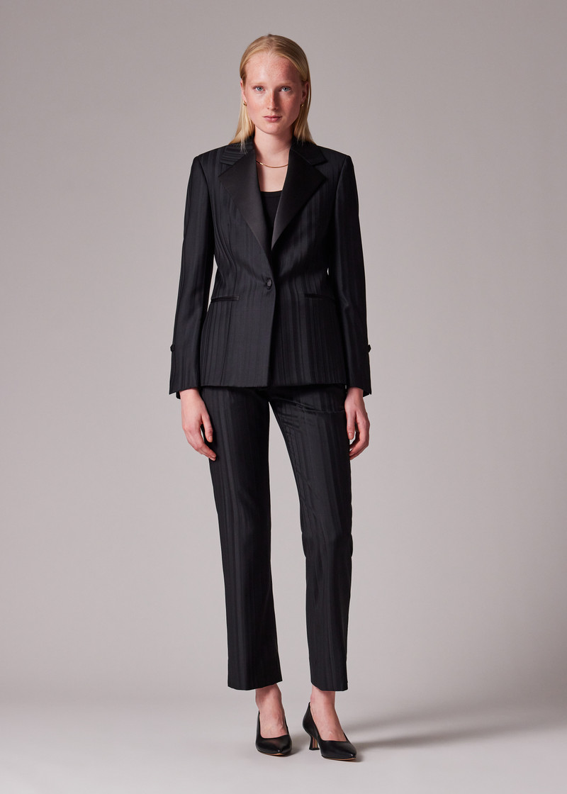 Women's Black 'Tonal Stripe' Tux Trousers 5