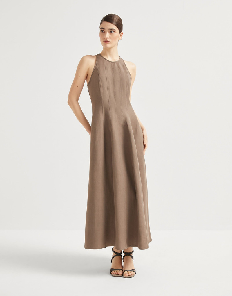 Viscose and linen fluid twill dress - 1