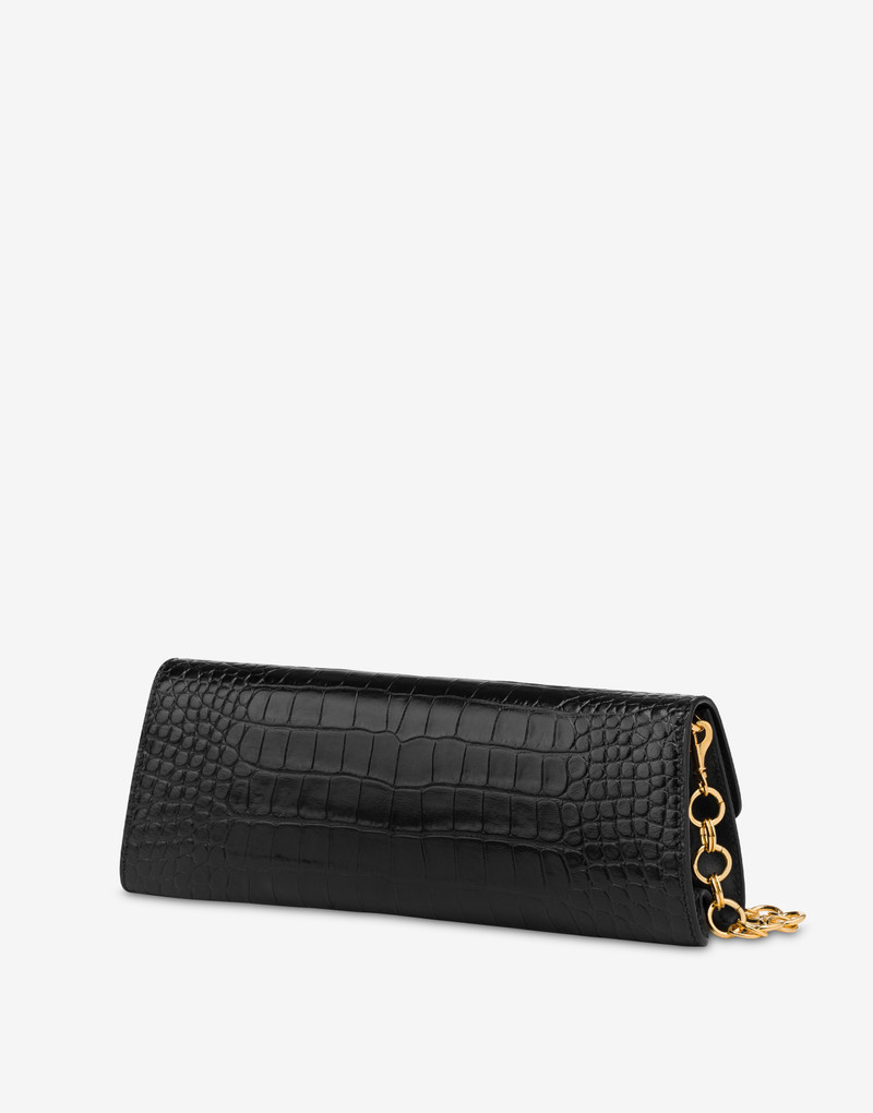 Moschino METAL CLOSURE CROCODILE-PRINT MAXI CLUTCH outlook
