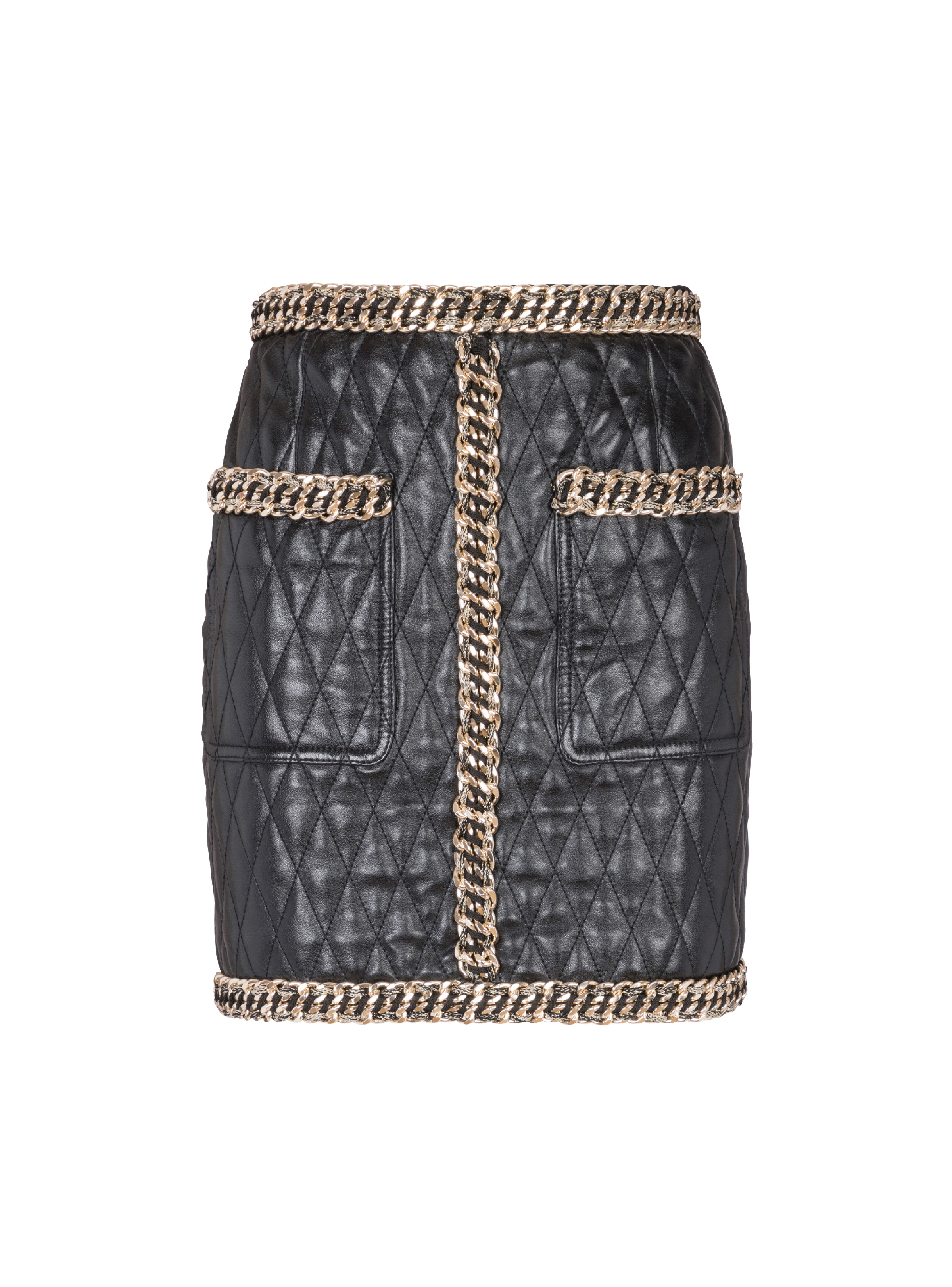 Quilted leather skirt with chains - 1