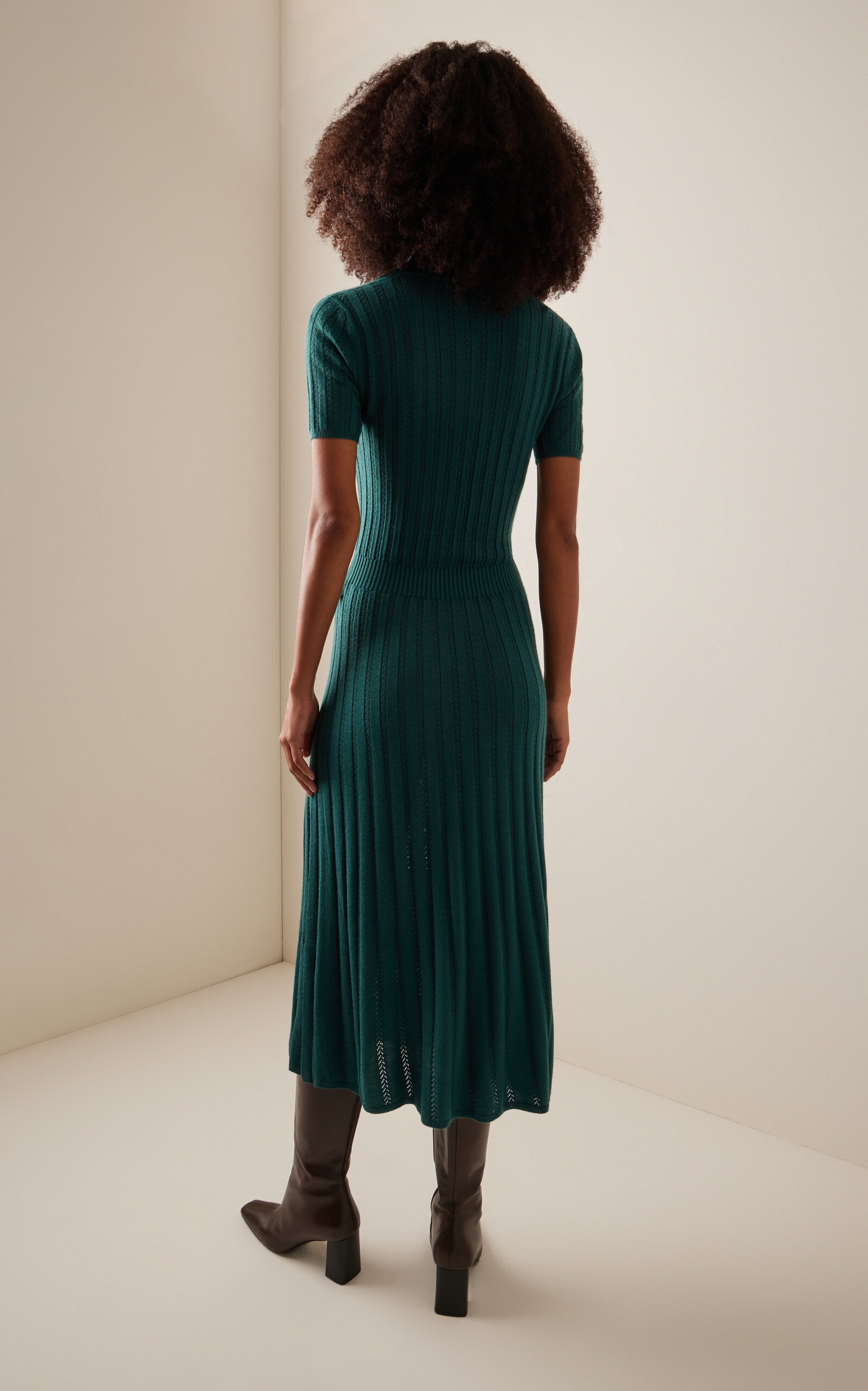 Elvis Cashmere-Silk Midi Shirt Dress green - 4