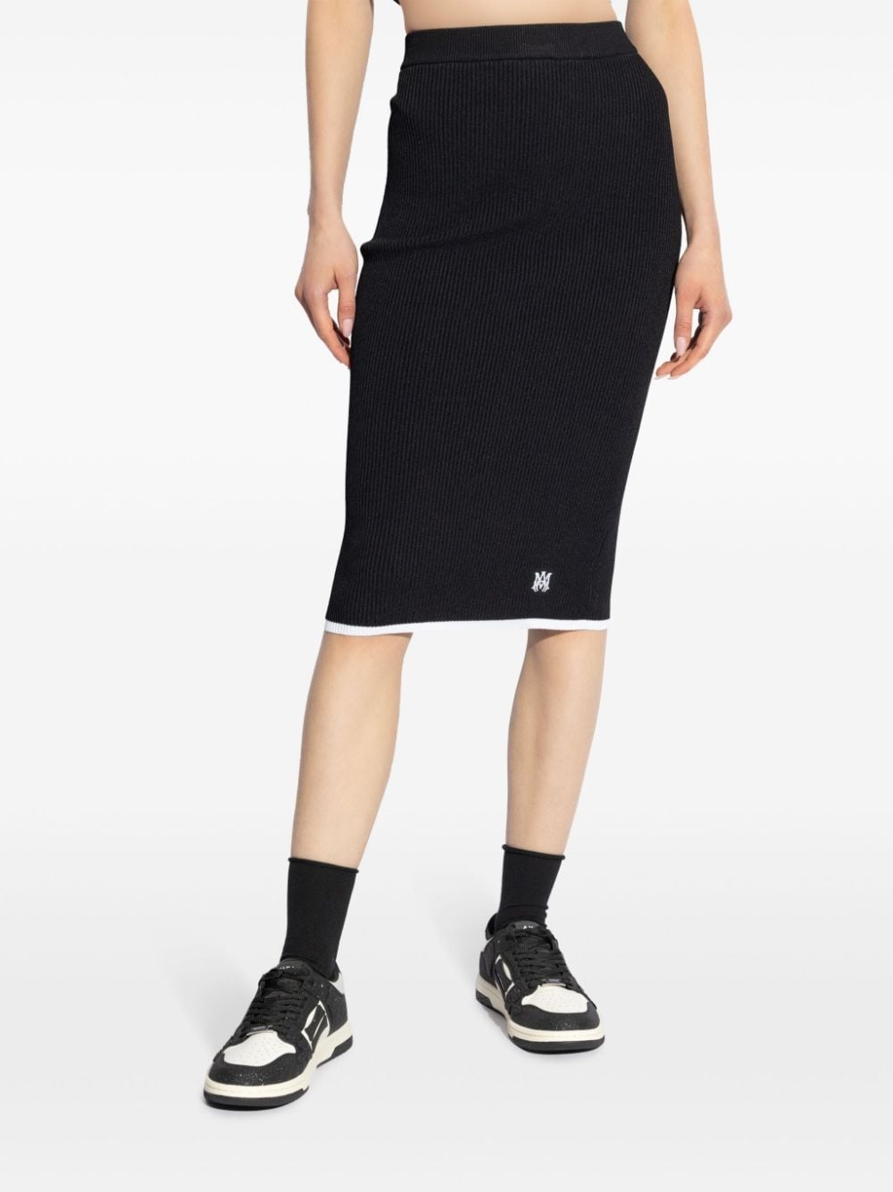 Ma logo-embroidered midi skirt - 3