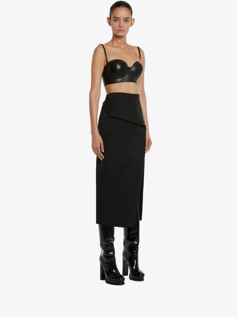 Women's Leather Bustier Top in Black - 3