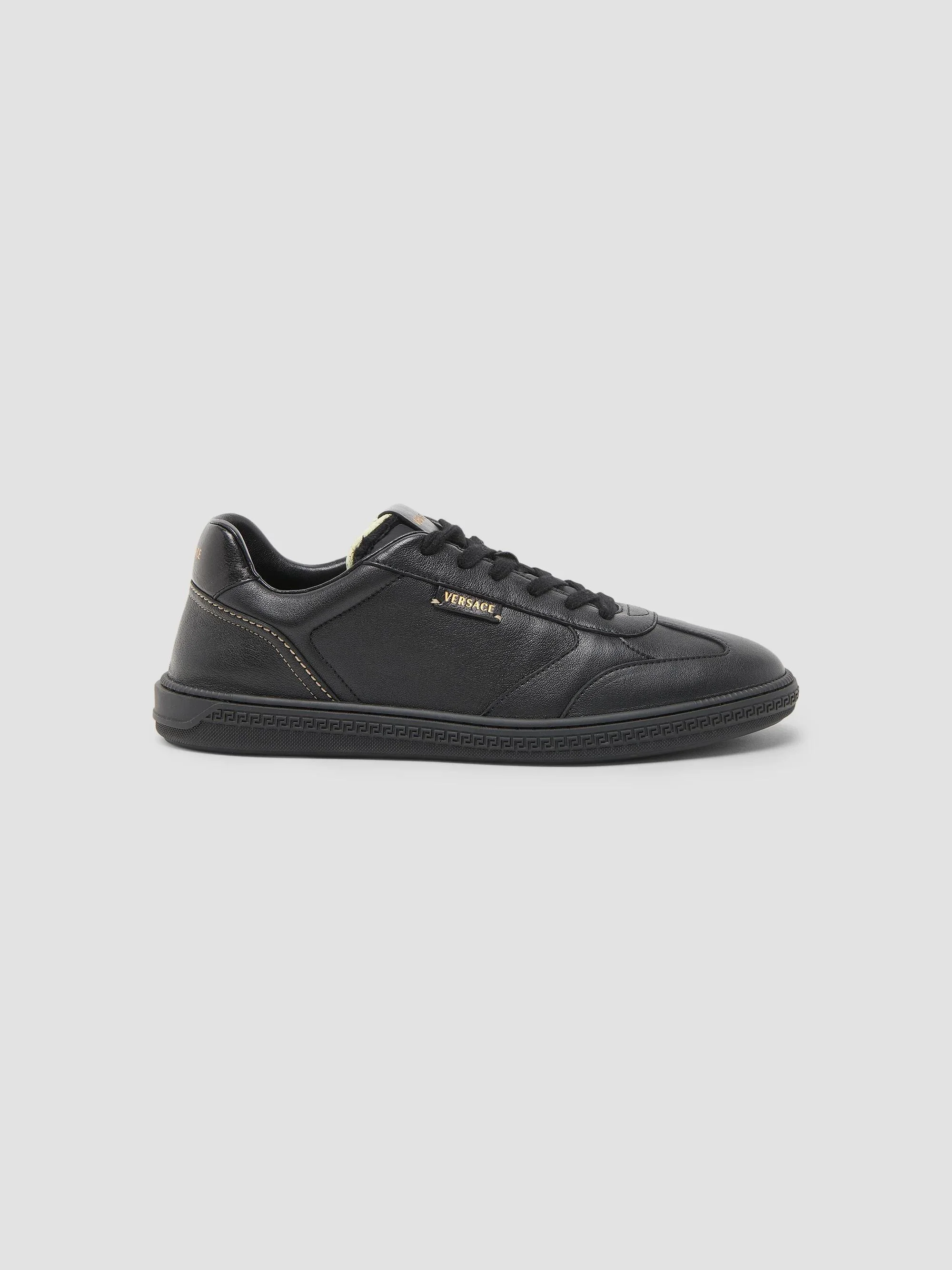 Men's Leather Low-Top Sneakers - Black - 1