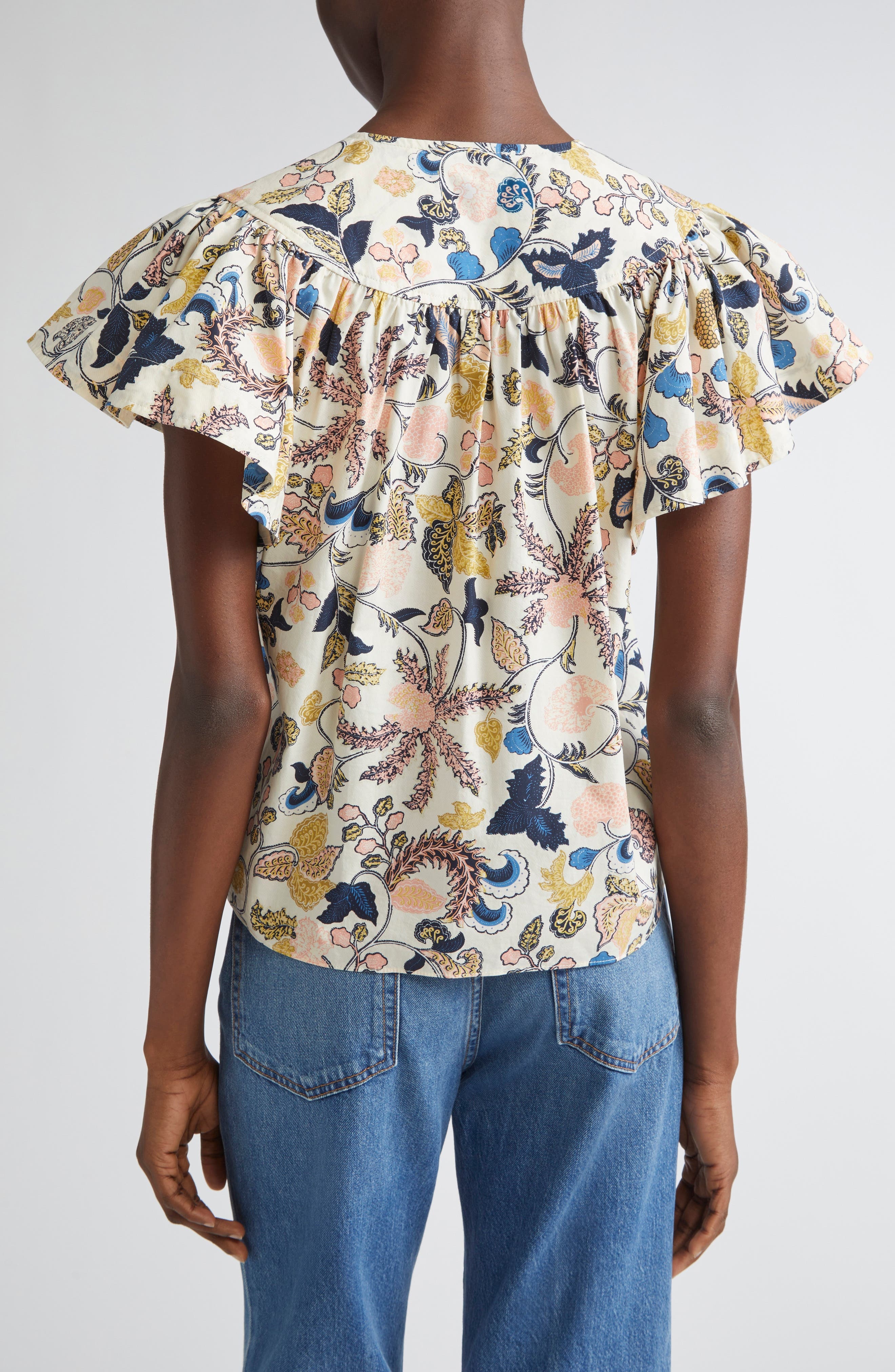 Ulla Johnson Perline Flutter Sleeve Top in Magnolia at Nordstrom - 2