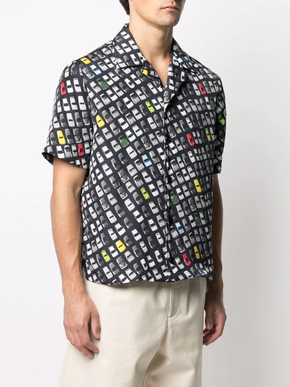 car-print short-sleeve shirt - 3