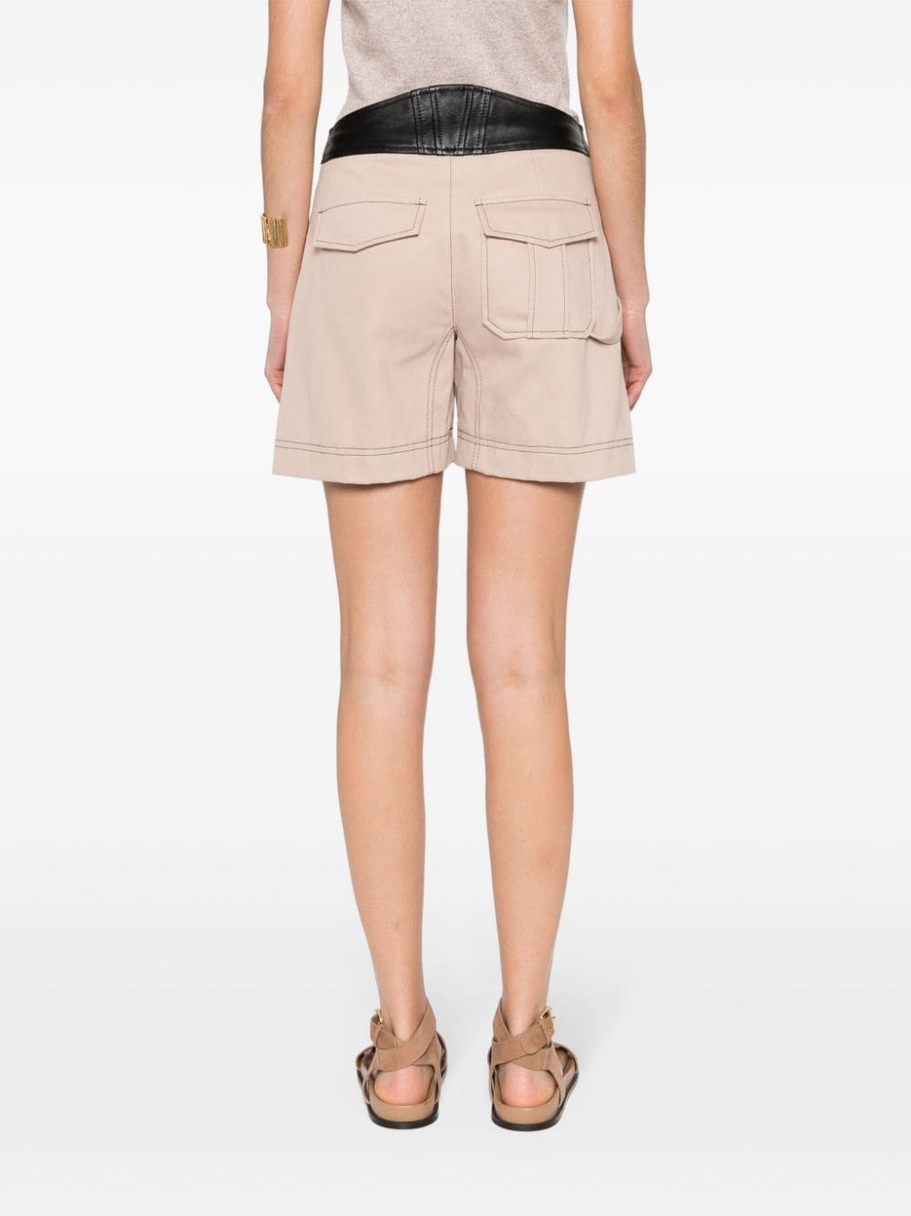 Scilla panelled-leather shorts - 4