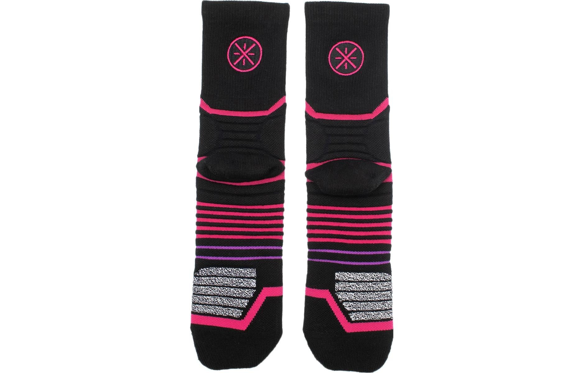 Li-Ning Way Of Wade Mid Cut Basketball Socks 'Black Pink' AWLT017-1 - 2
