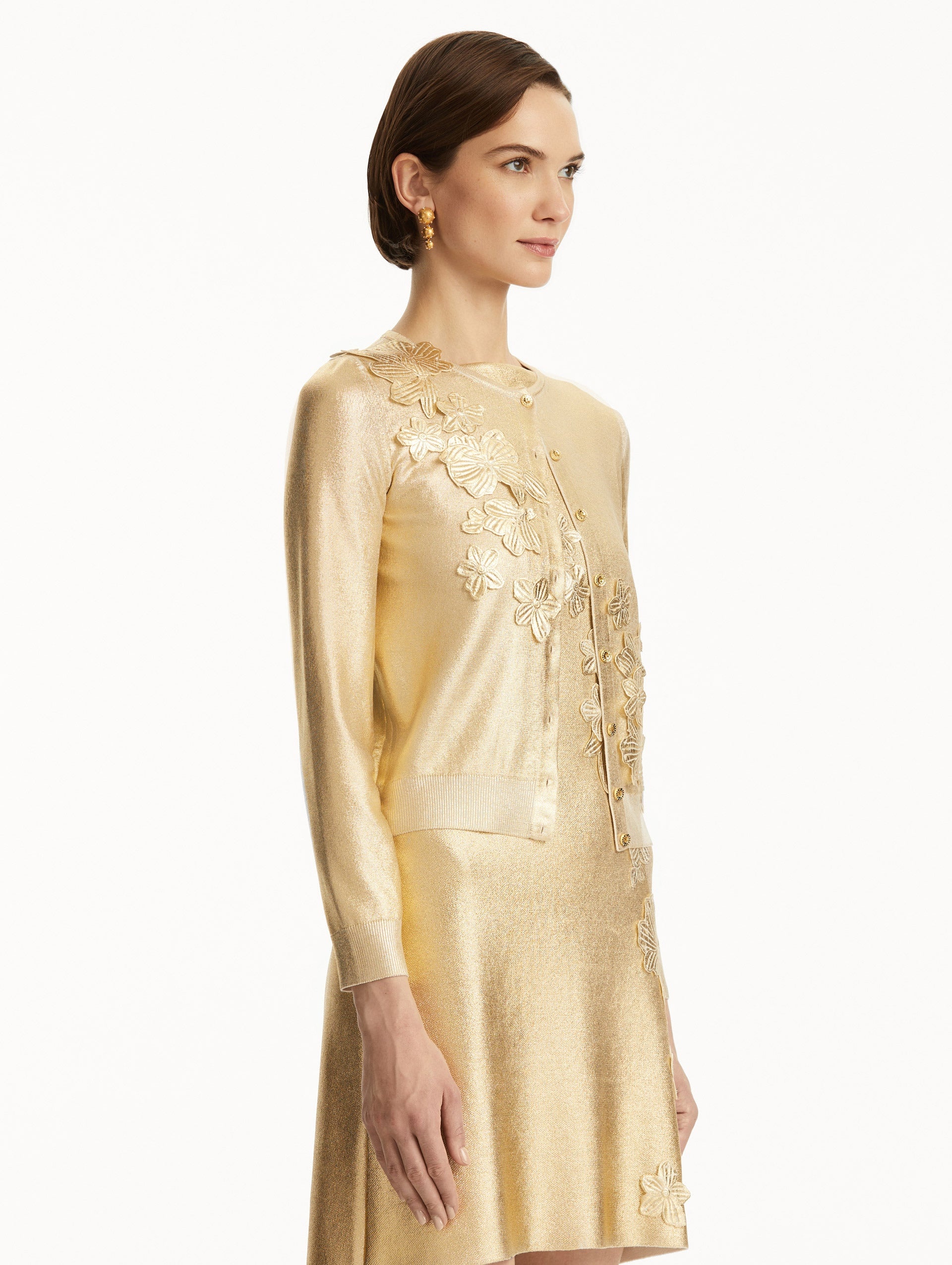 GOLD FOIL CHERRY BLOSSOM CARDIGAN - 5